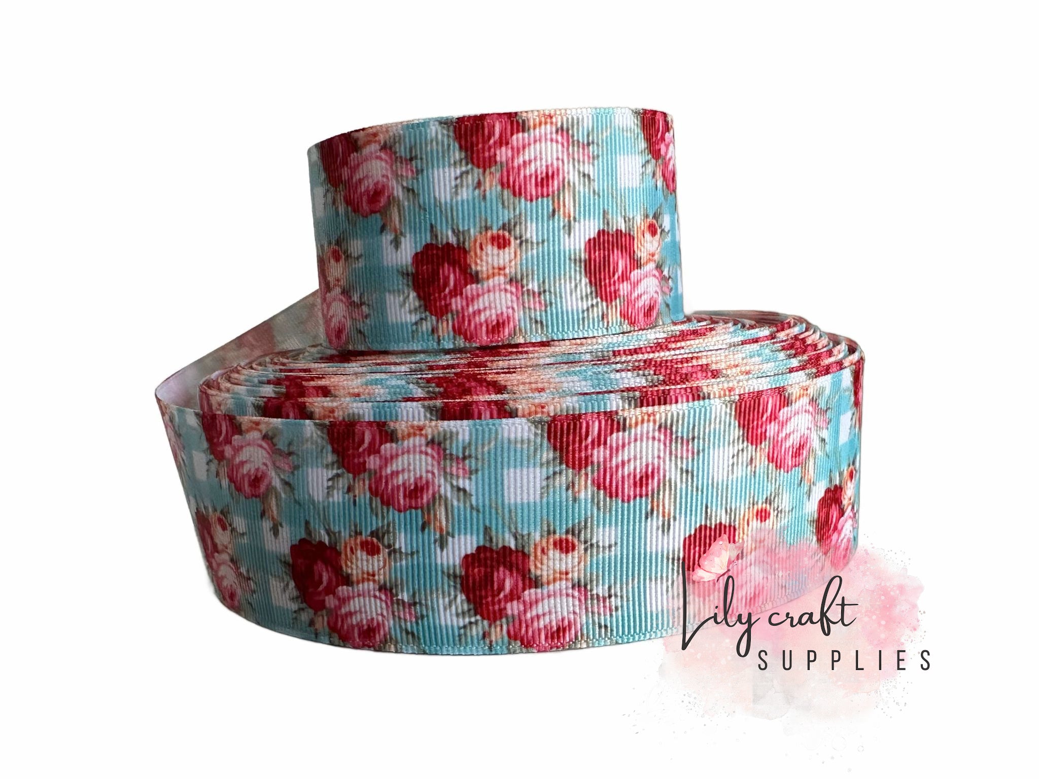 1.5" Floral grosgrain ribbon