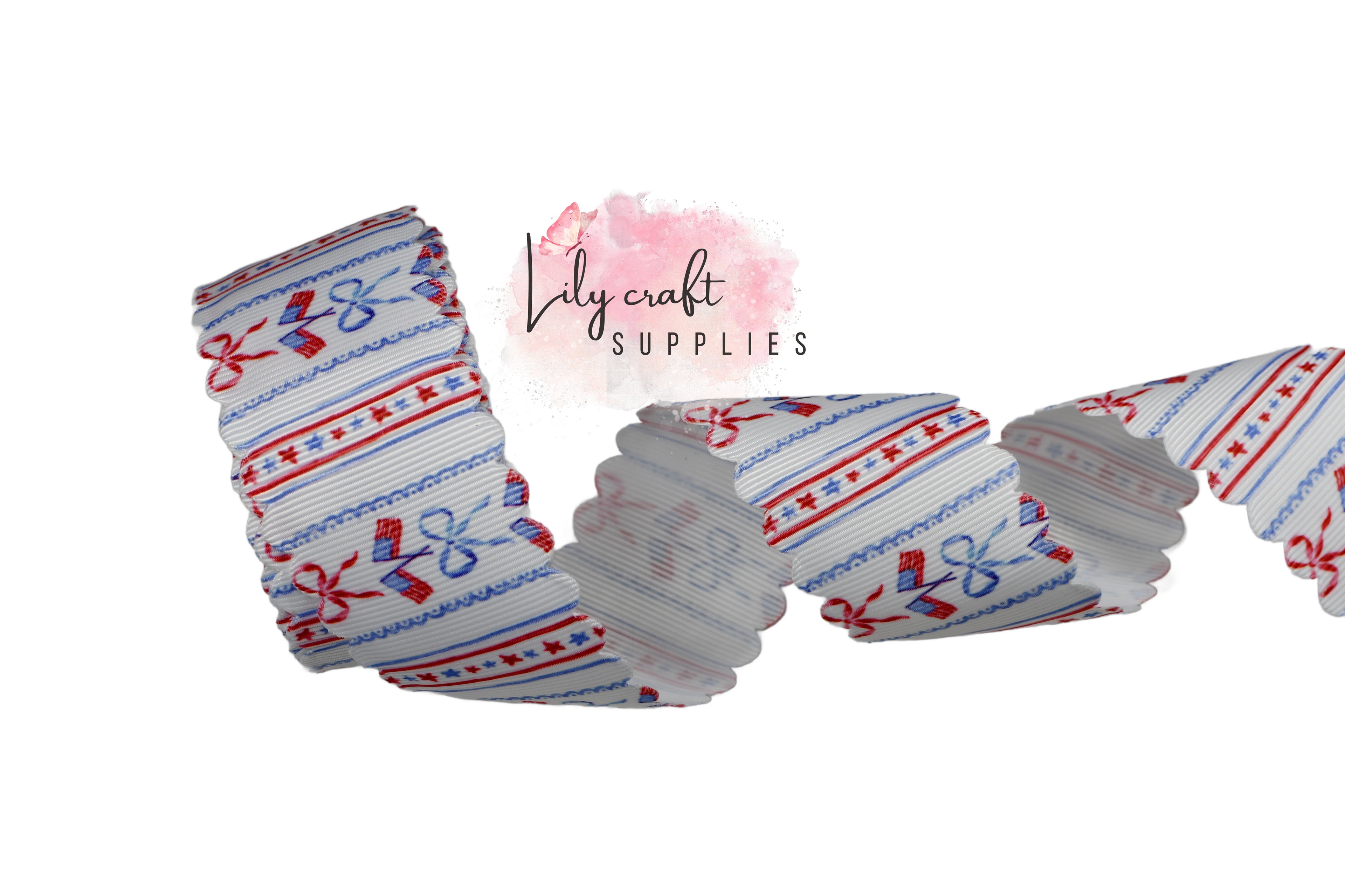 4th Of July Scalloped ribbon -Flag