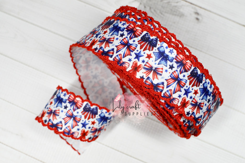 Bow style - 4th of July Moonstitch ribbon