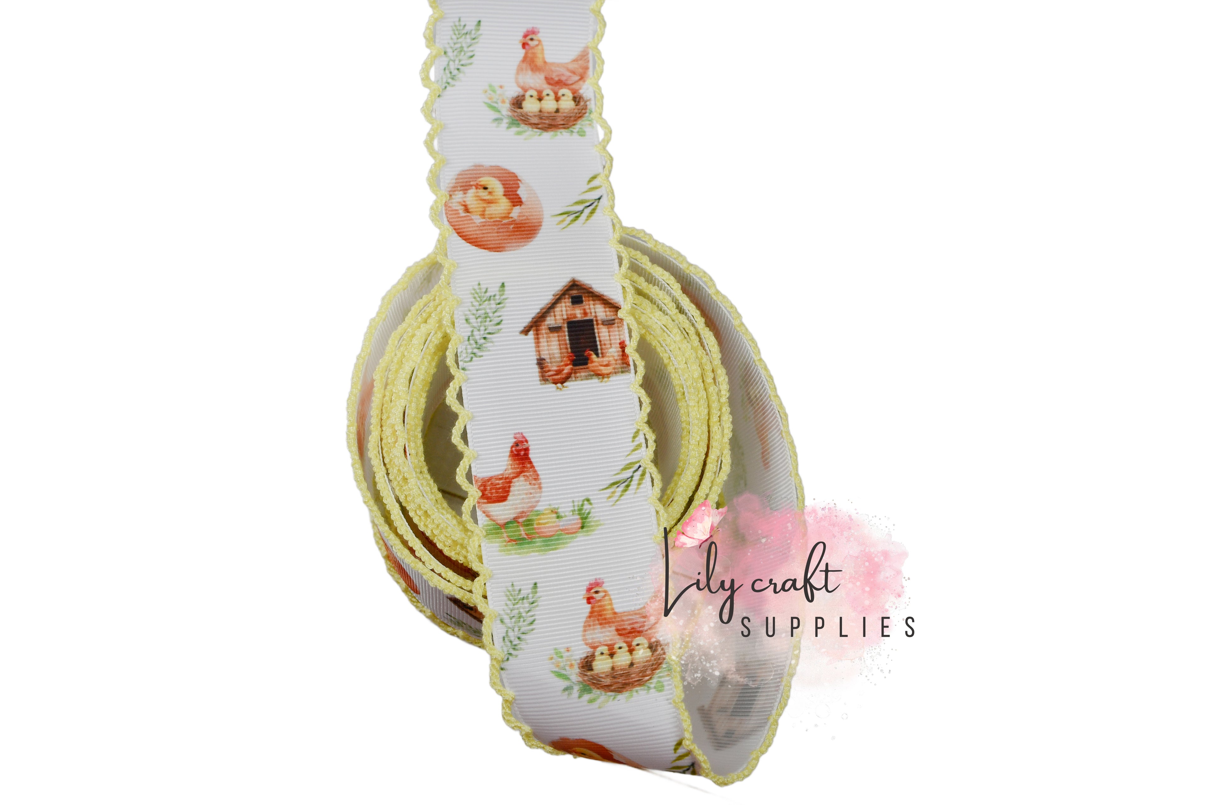 Chicken print -white moonstitch