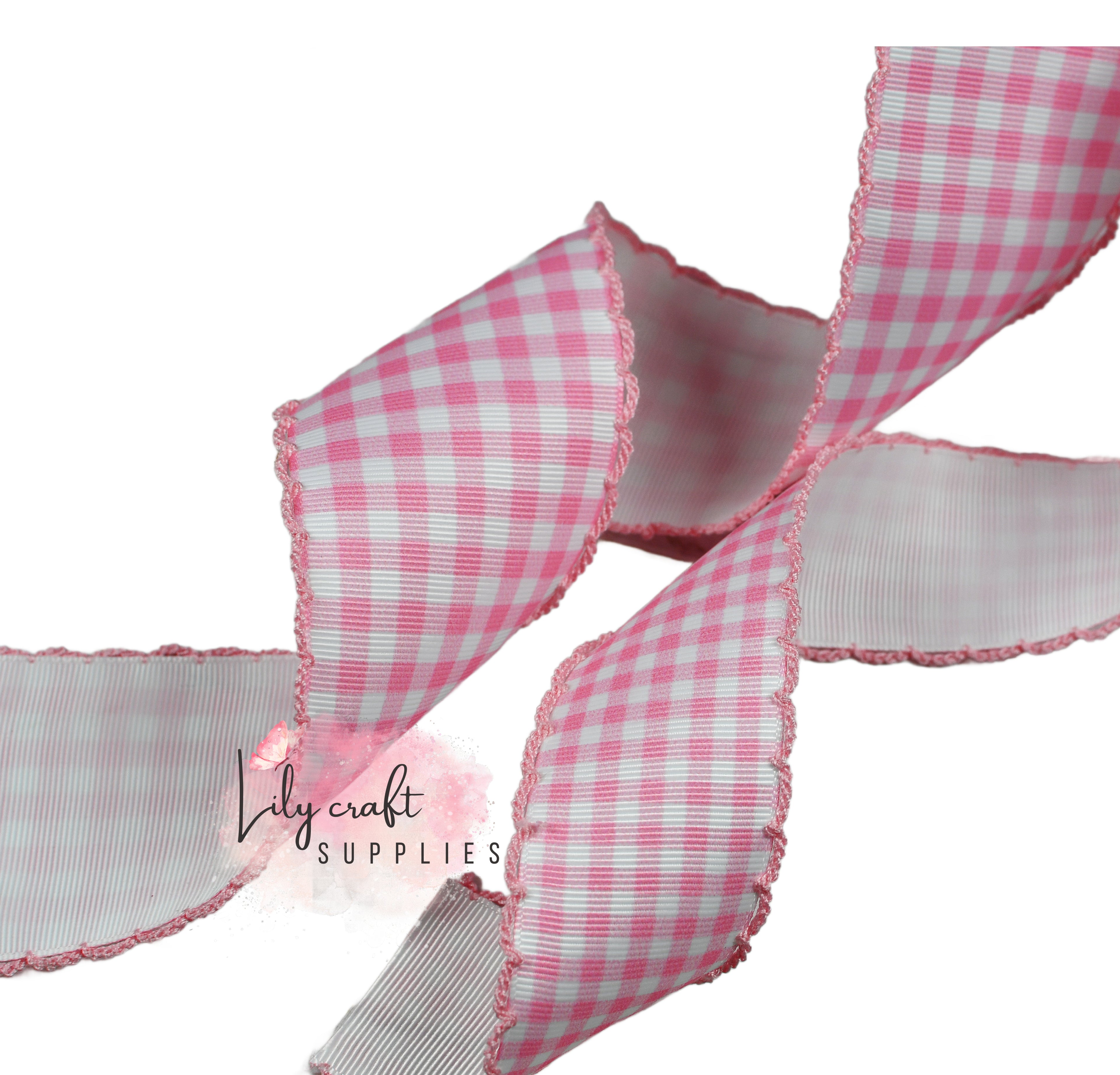 Pink gingham moonstitch