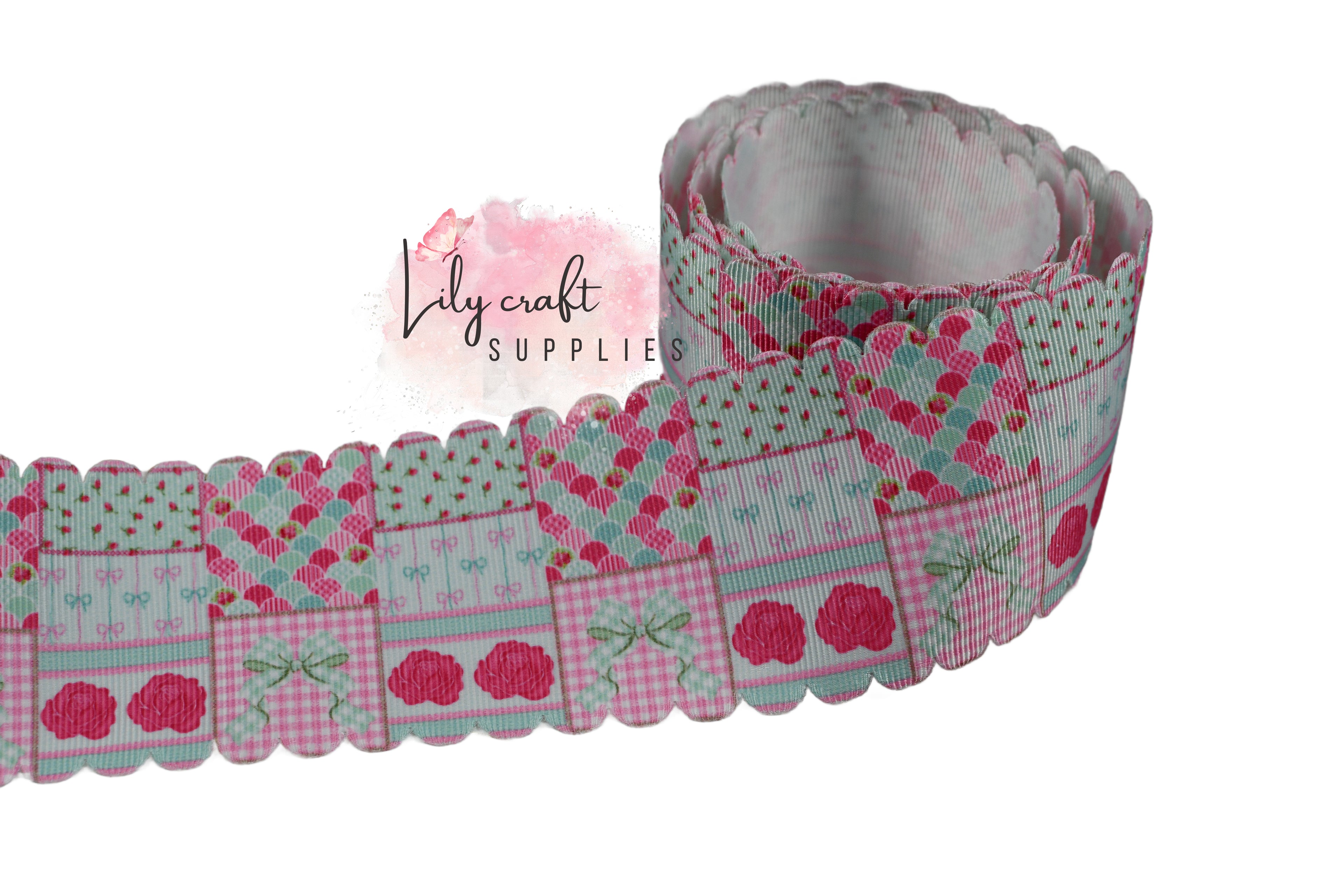 Mint Green and Dark pink Patchworks - LCS Exclusive ribbon