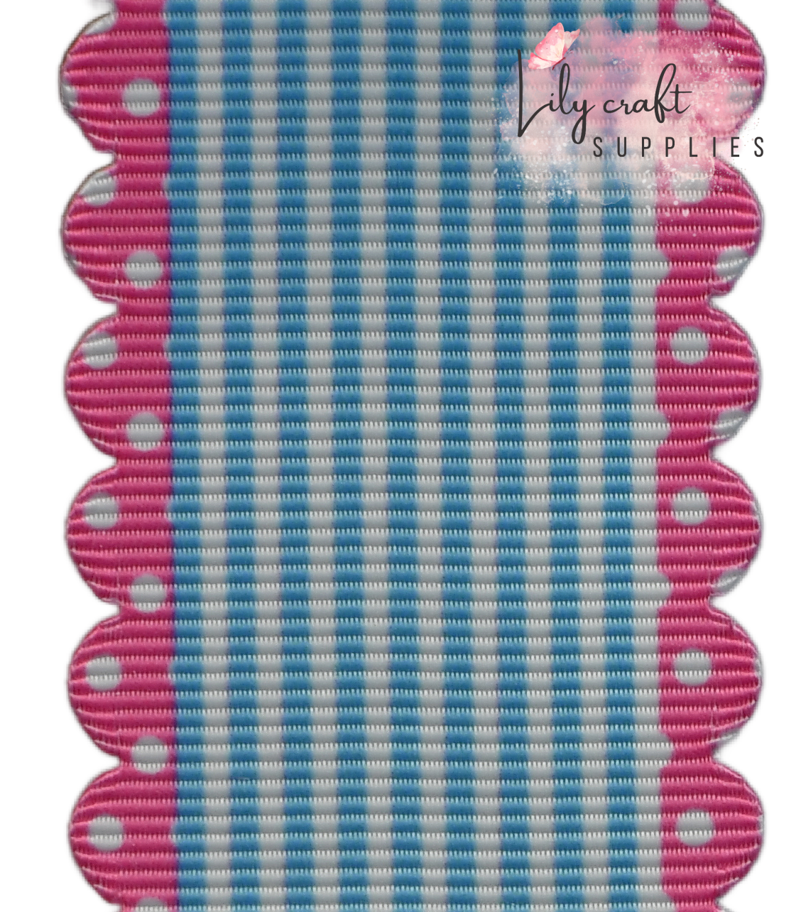 Stripe and polka dot scalloped grosgrain ribbon
