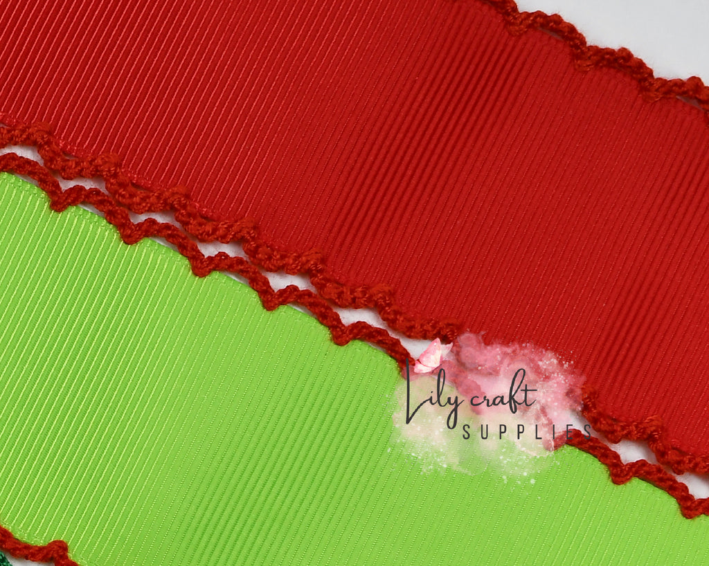 Pre order grosgrain - 1.5” RED with red moon stitch  (Read description before buying)