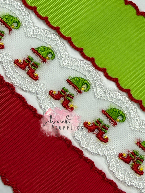 Pre order grosgrain - 1.5” RED with red moon stitch  (Read description before buying)