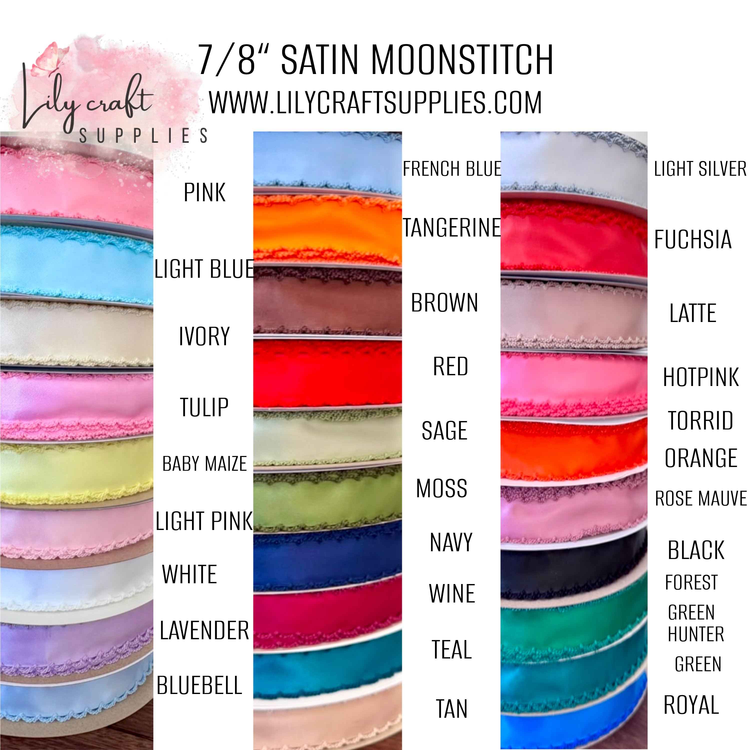 7/8” Satin moonstitch