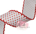 Red Swiss dot moonstitch