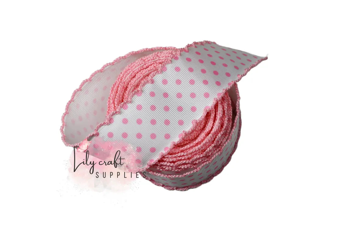 Pink Swiss dot moonstitch