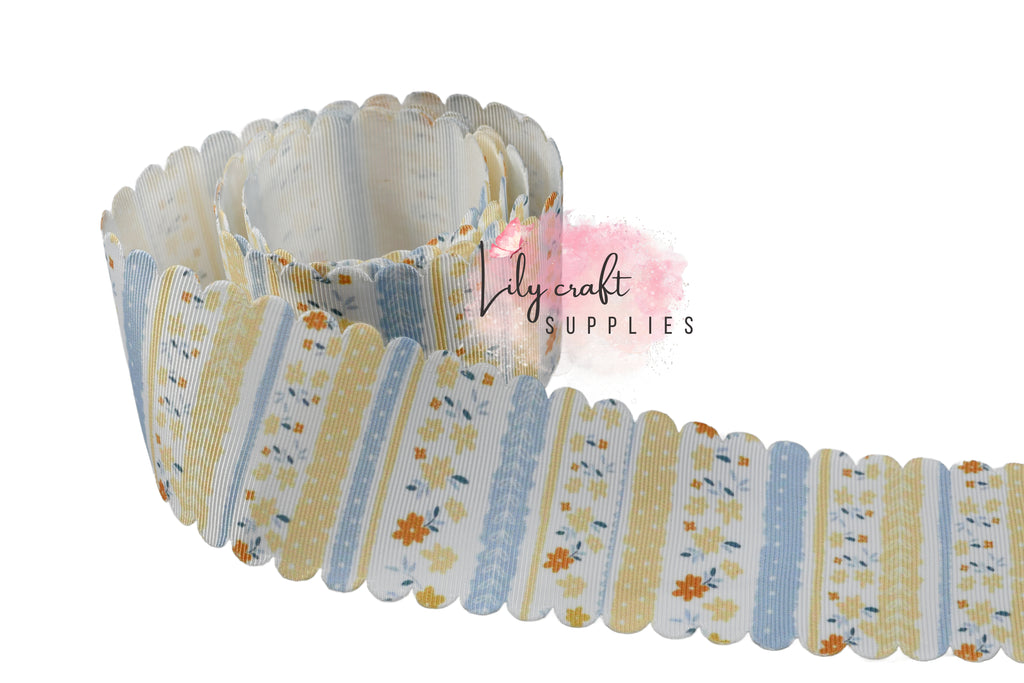 Yellow floral scalloped
